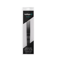 Vallejo Hobby Brushes: Pro Modeler Definition Set - Natural Hair (Sizes 4/0, 3/0 &amp; 2/0)