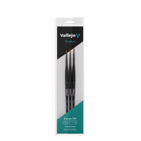   Vallejo Hobby Brushes: Detail Design Set - Synthetic fibers (Sizes 0, 1 &amp; 2)