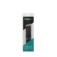 Vallejo Hobby Brushes: Dry Brush Set - Natural Hair (S, M &amp; L)