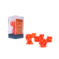 Translucent Polyhedral Orange/White 7-Die Set