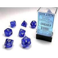 Chessex Polyhedral 7-Die Set Translucent Blue/White 