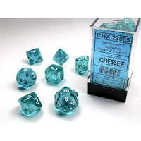 Teal/white Translucent Polyhedral 7-Die Set