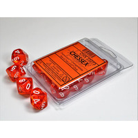 Chessex Dice Sets: Orange/white Translucent D10 Set (10)