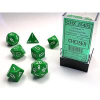 Opaque Polyhedral Green/white 7-Die Set