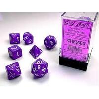 Opaque Polyhedral Purple/white 7-Die Set