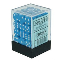  Opaque 12mm d6 Light Blue/white Dice Block™ (36 dice)