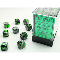  Gemini® 12mm d6 Black-Grey/green Dice Block™ (36 dice)