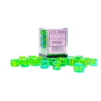  Gemini® 12mm d6 Translucent Green-Teal/yellow Dice Block™ (36 dice)