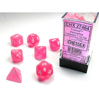 Polyhedral 7-Die Set Frosted Pink/White