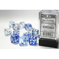 16mm D6 Dice Block Nebula Dark Blue/White 