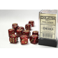 Chessex 16mm D6 Dice Block Glitter Ruby/Gold