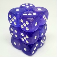 16mm D6 Dice Block Borealis Luminary Purple/White 