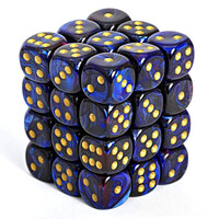 Dice Sets: Royal Blue/Gold Scarab 12mm d6 (36)