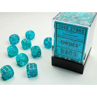 Cirrus® 12mm d6 Aqua/Silver Dice Block™ (36 dice)