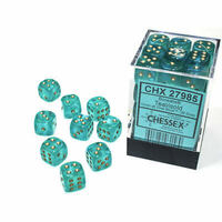 Borealis® 12mm d6 Dark Teal/Gold Dice Block™ (36 dice)